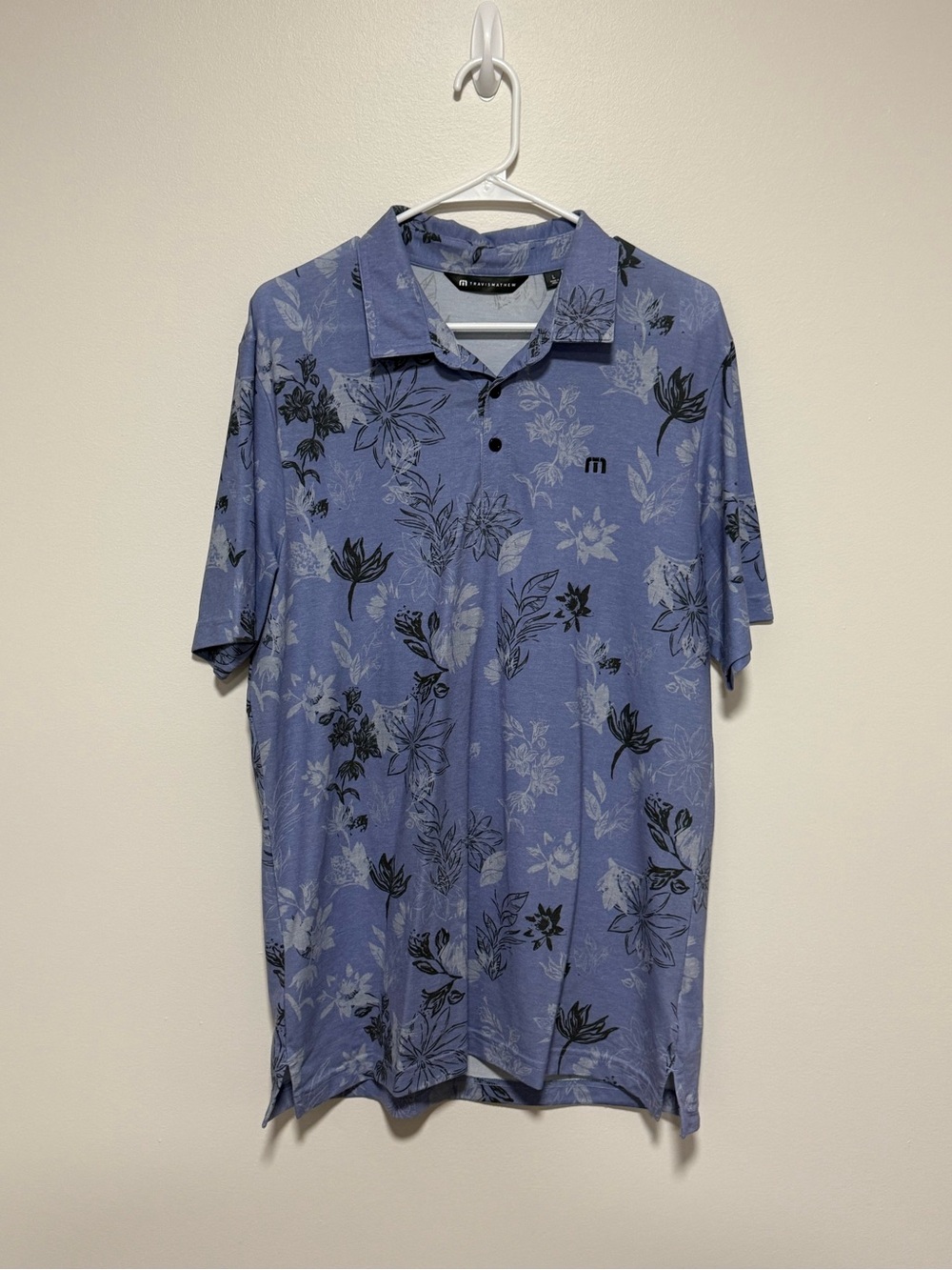 TravisMathew Men’s Purple Floral Golf Polo Shirt Size Large L